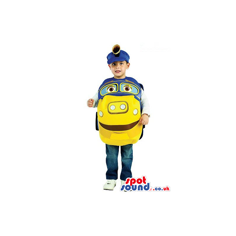 Cute Cartoon Blue And Yellow Train Children Size Costume -