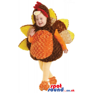 Orange And Brown Cute Turkey Baby Size Plush Costume - Custom