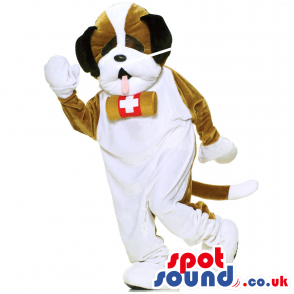 Customizable Brown And White Saint Bernard Dog Mascot - Custom