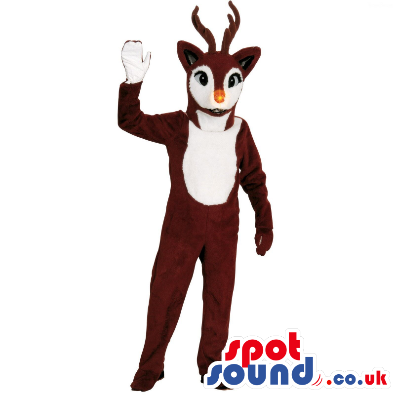 Customizable Brown Reindeer Plush Mascot With A White Belly -