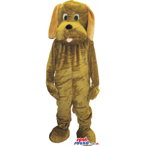 Customizable Brown Dog Plush Mascot With A Cute Tongue - Custom