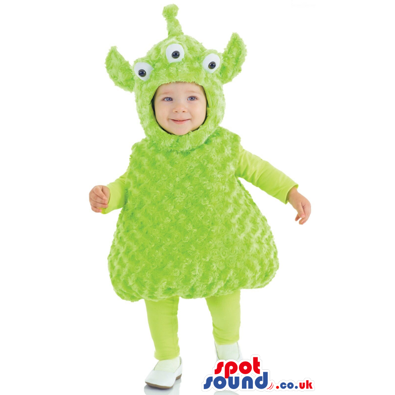 Cute Flashy Three-Eyed Green Alien Baby Size Plush Costume -