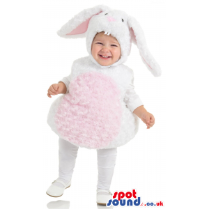 Very Cute White And Pink Rabbit Baby Size Plush Costume -