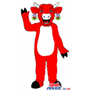 Popular Red Cow Plush Mascot Advertising A Cheese Brand -