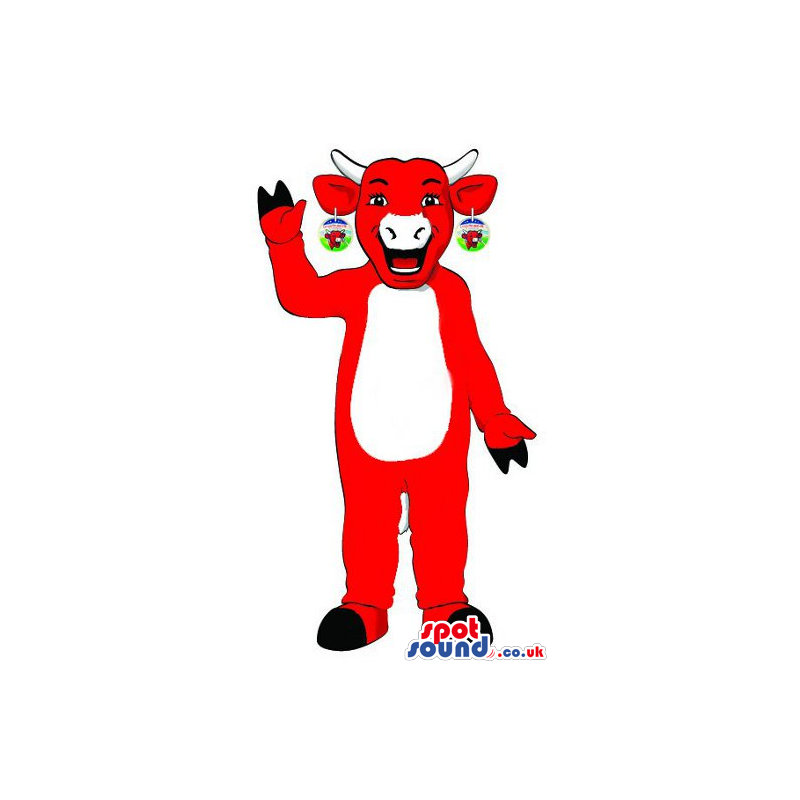 Popular Red Cow Plush Mascot Advertising A Cheese Brand -