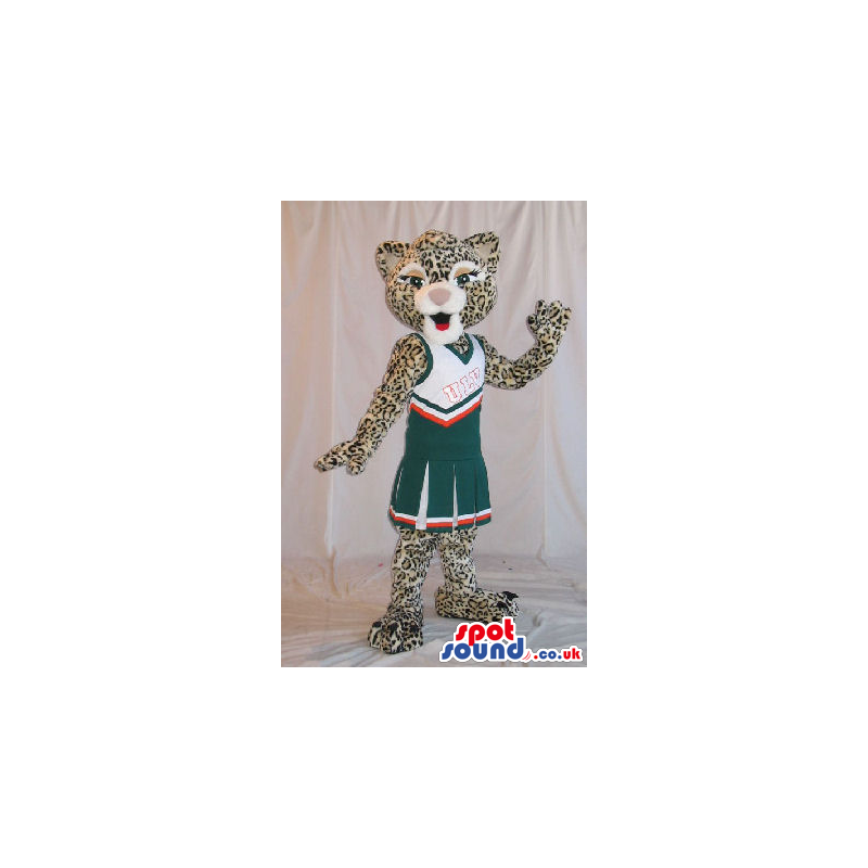 Cute Girl Leopard Plush Mascot In Cheerleader Clothes - Custom
