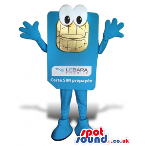 Big Blue Sim Card Plush Mascot With Funny Cartoon Eyes - Custom