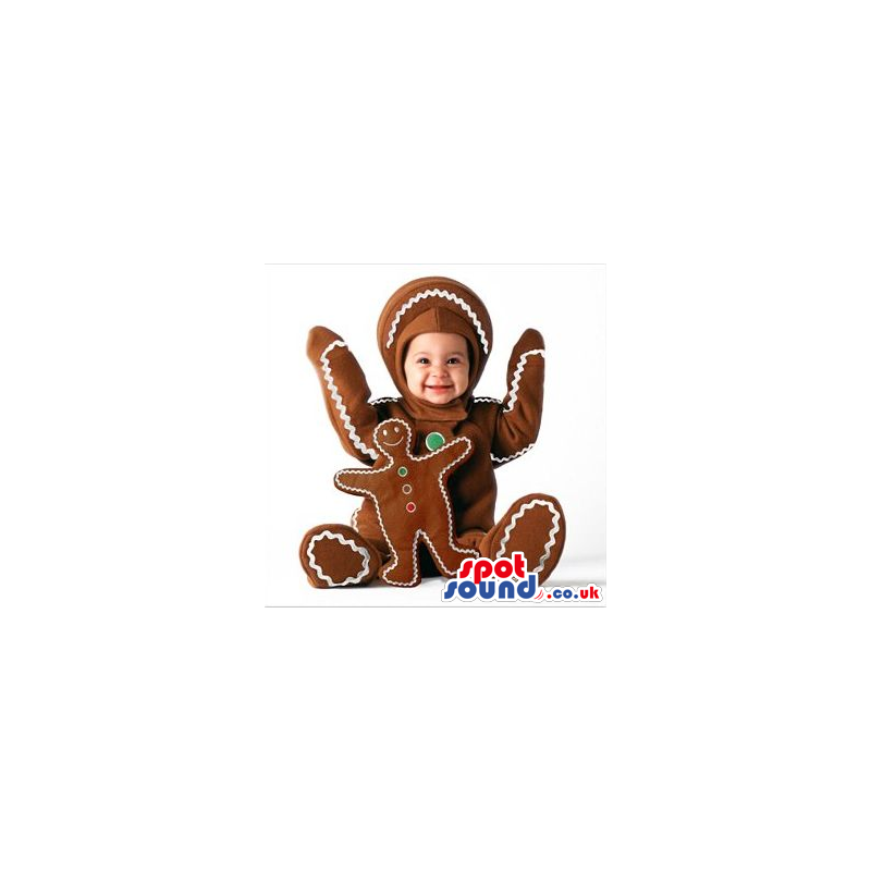 Cool Ginger-Bread Man Baby Size Costume Or Mascot With Toy -