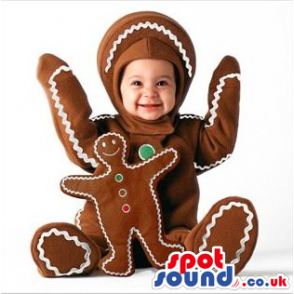 Cool Ginger-Bread Man Baby Size Costume Or Mascot With Toy -