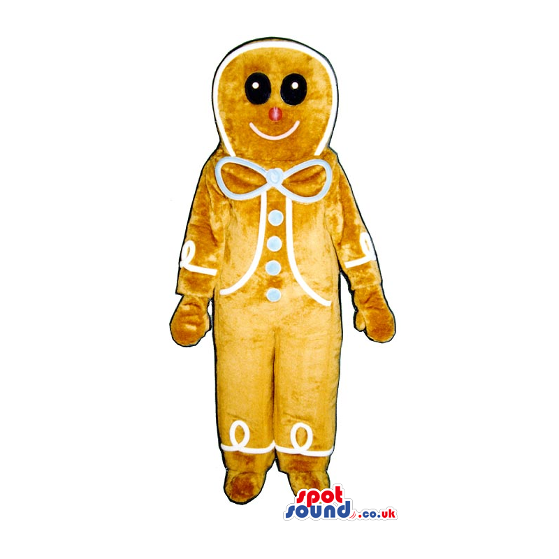Big Ginger-Bread Man Plush Mascot With A Blue Ribbon. - Custom