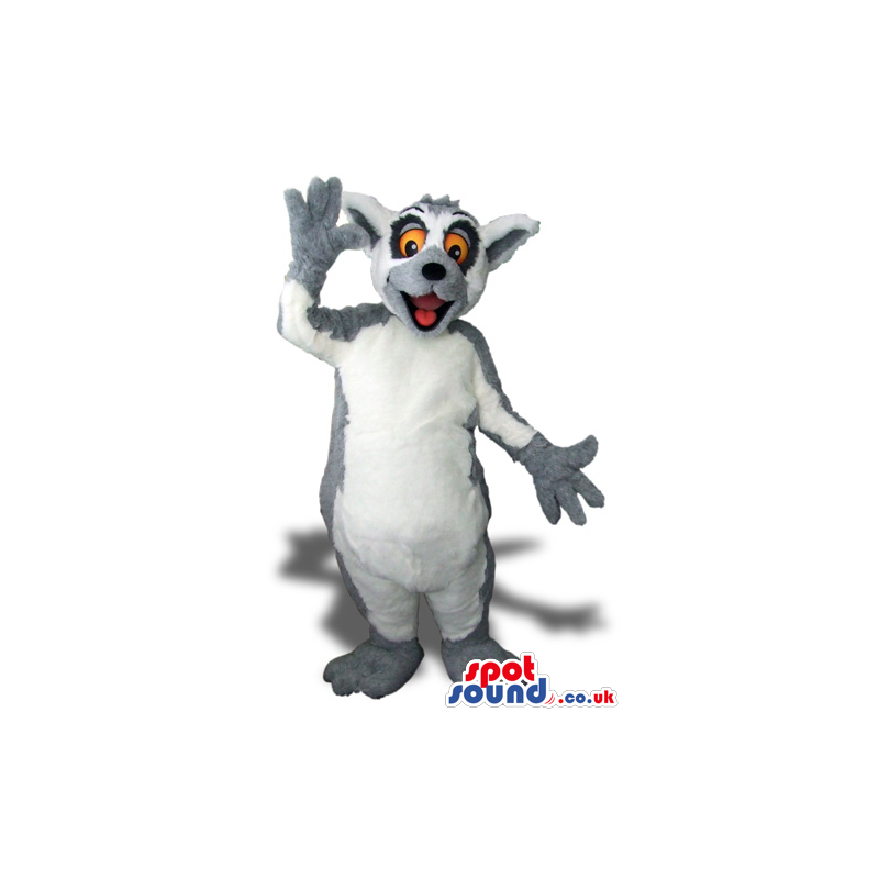 Big White And Grey Cat Plush Mascot With A Funny Face. - Custom Big White And Grey Cat Plush Mascot With A Funny Face. - Custom