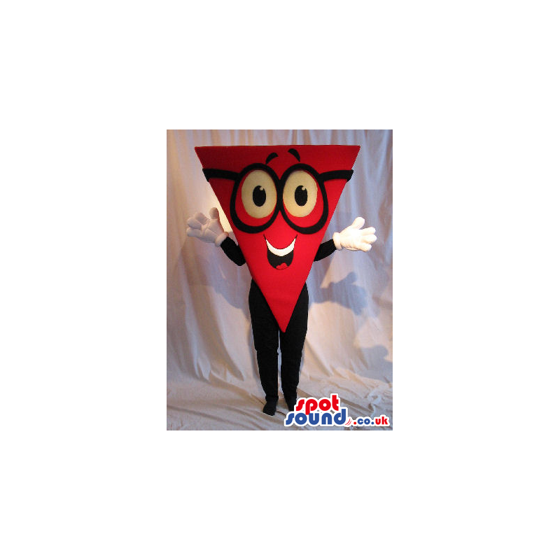 Big Red Geometric Triangle Plush Mascot Wearing Black Glasses -