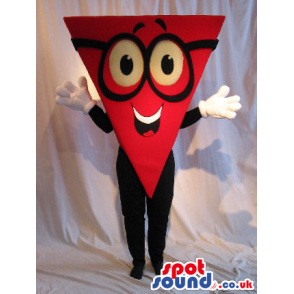 Big Red Geometric Triangle Plush Mascot Wearing Black Glasses -