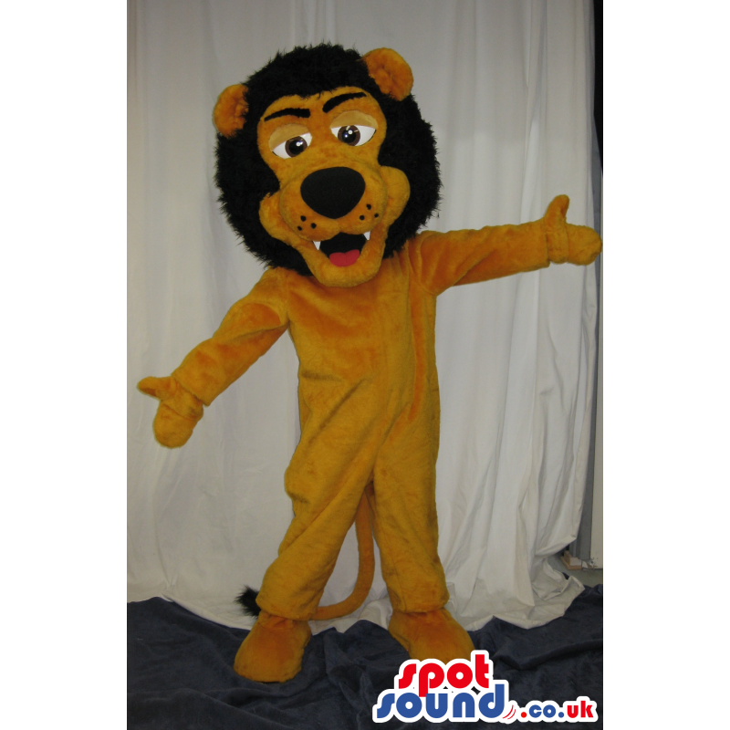 Big Lion Plush Mascot With Big Brown Hair And Funny Face -