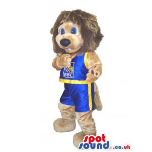Cute Lion Plush Mascot Wearing Basketball Clothes With Logo -
