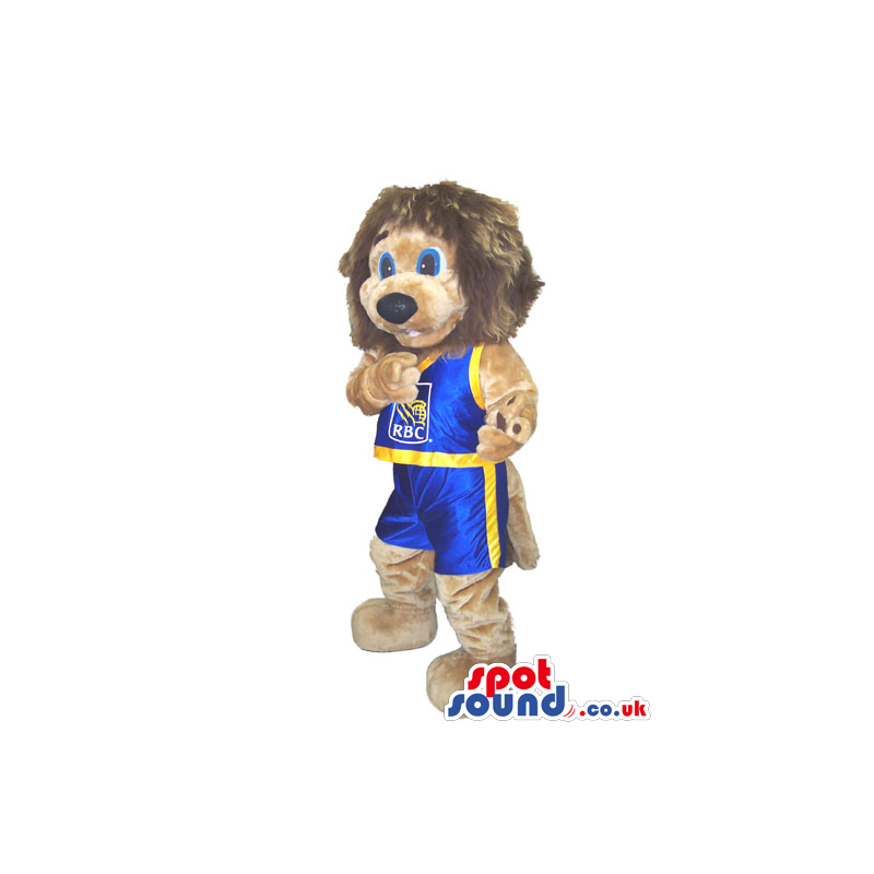 Cute Lion Plush Mascot Wearing Basketball Clothes With Logo -