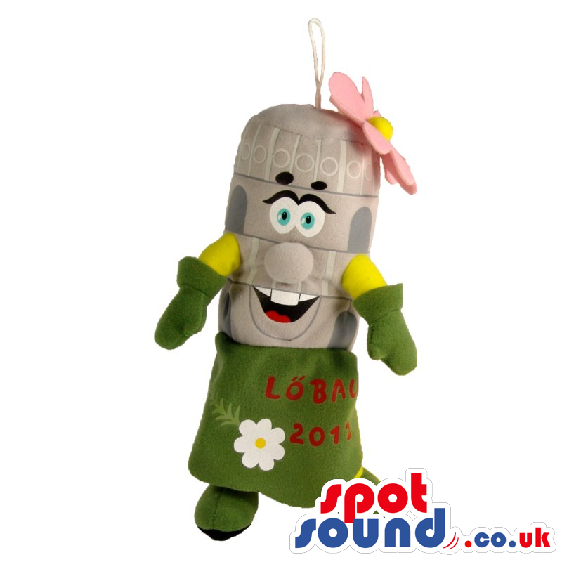 Cute Capsule Plush Mascot In A Green Dress With A Flower And