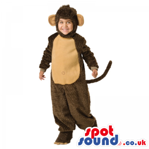 Cute Brown And Beige Monkey Children Size Plush Costume -