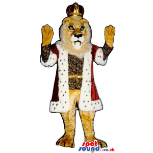 Brown Majestic Lion Plush Mascot Wearing King Garments - Custom