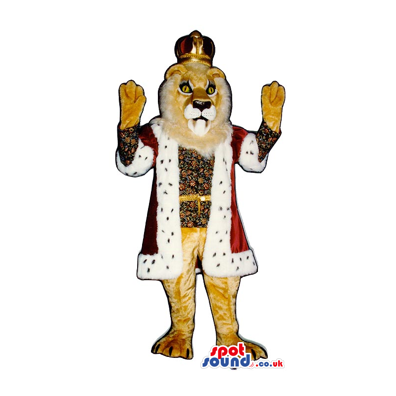 Brown Majestic Lion Plush Mascot Wearing King Garments - Custom