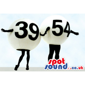 White Ball Couple Plush Mascots With Space For Numbers - Custom