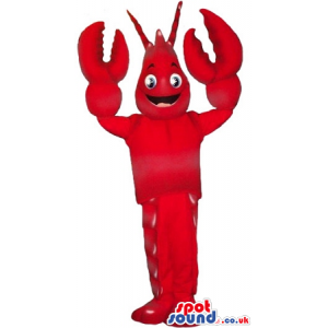 Bright Red Lobster Plush Mascot With A Happy Face. - Custom