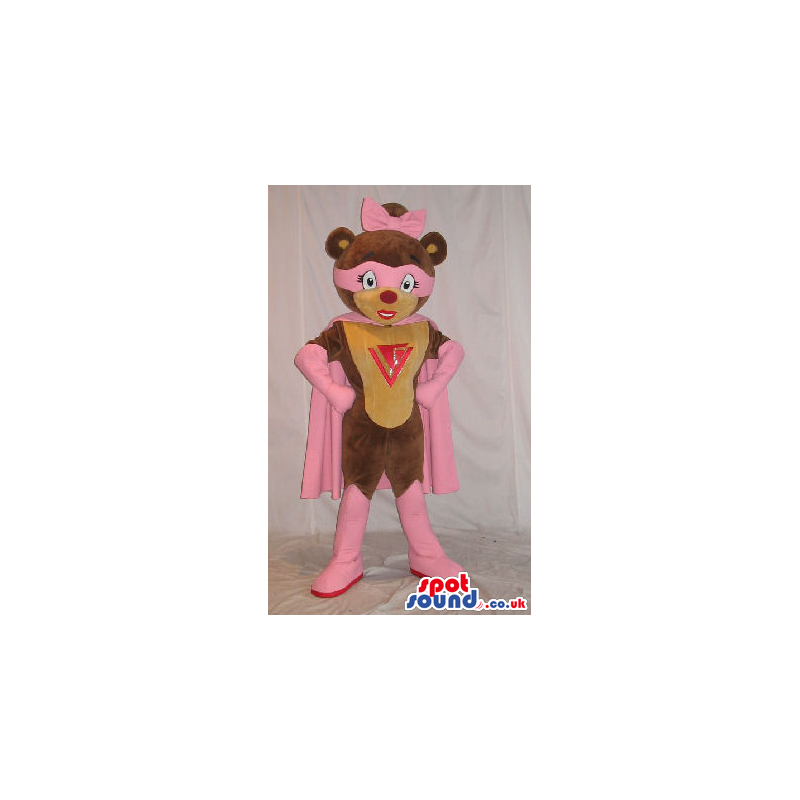 Cute Superhero Teddy Bear Girl Plush Mascot With A Logo -