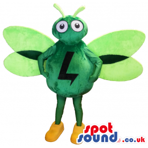 Ute Green Bug Plush Mascot With Big Wings And A Logo - Custom