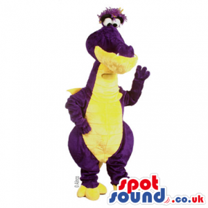 Cute Purple And Yellow Alligator Plush Mascot With A Funny Face