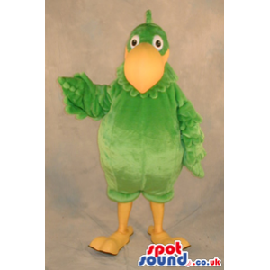 Big Green Bird Plush Mascot With A Big Yellow Beak. - Custom