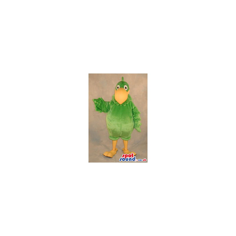 Big Green Bird Plush Mascot With A Big Yellow Beak. - Custom