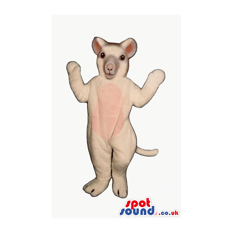 Customizable Cute White And Pink Mouse Plush Mascot - Custom
