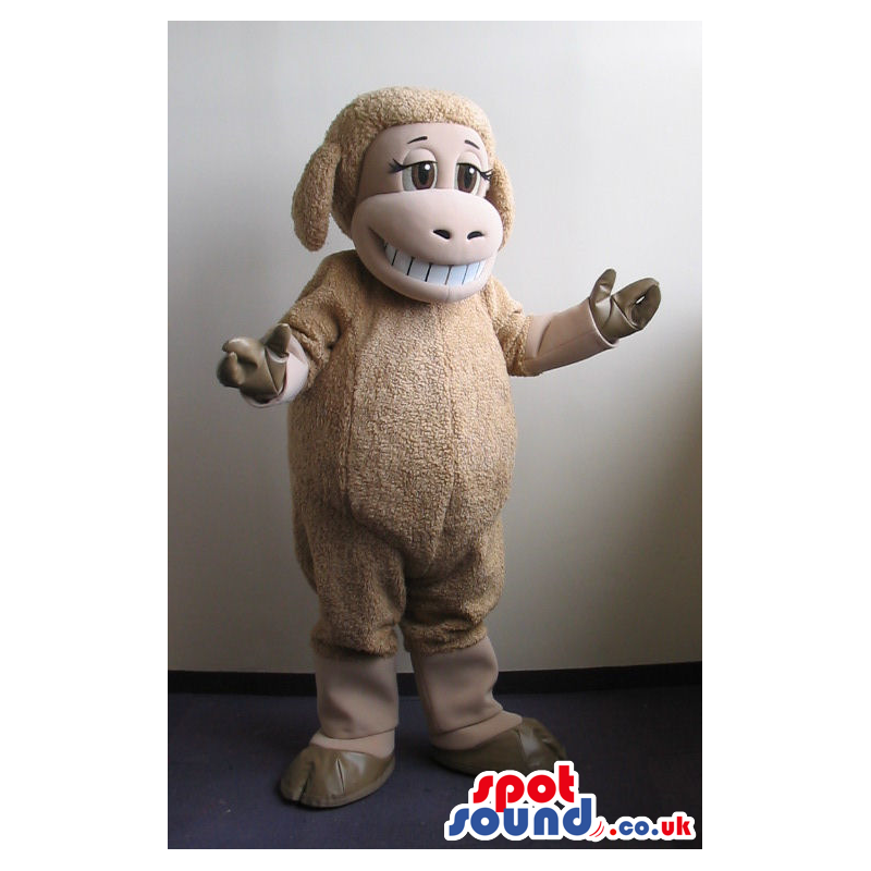 Buy Mascots Costumes in UK - Customizable Beige Sheep Plush Mascot With A  Funny Smile Sizes L (175-180CM)