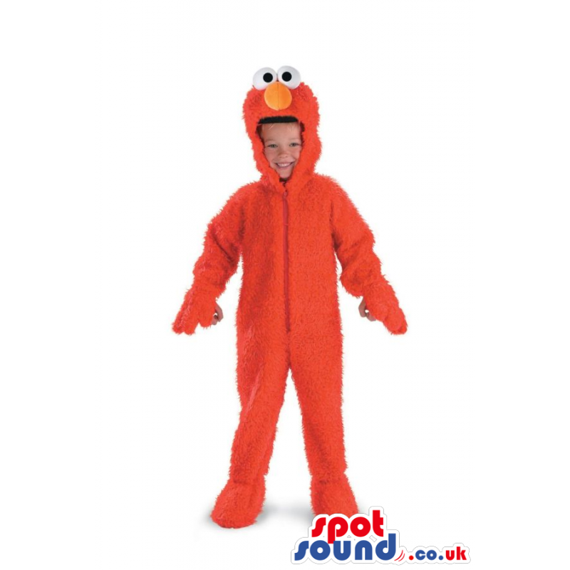 Cute Red Elmo Character Hairy Children Size Costume - Custom