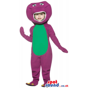 Cool Purple And Green Dinosaur Children Size Plush Costume -