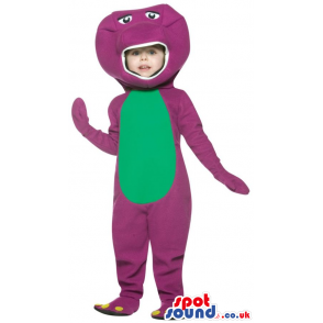 Cool Purple And Green Dinosaur Children Size Plush Costume -