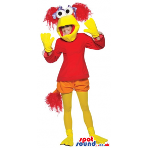 Cool Yellow And Red Muppets Character Adult Size Plush Costume