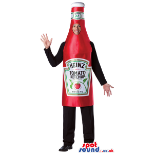 Childs Ketchup Red Tomato Sauce Bottle Fancy Dress Costume Kids Boys Girls Food 