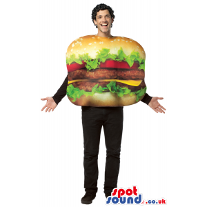 Cool Realistic Hamburger Adult Size Plush Costume Or Mascot -