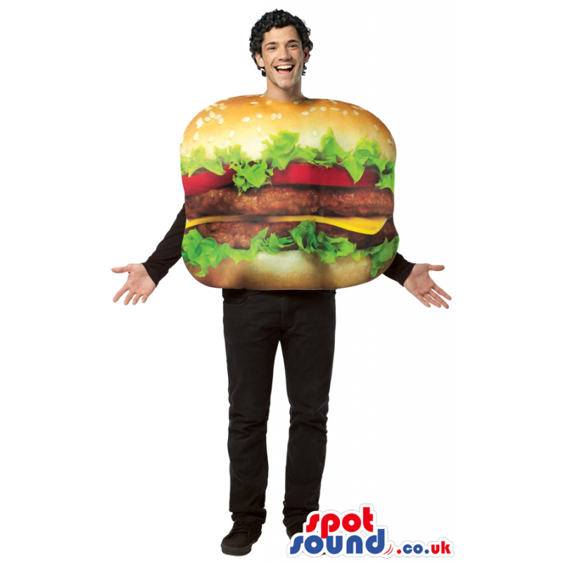 Cool Realistic Hamburger Adult Size Plush Costume Or Mascot -