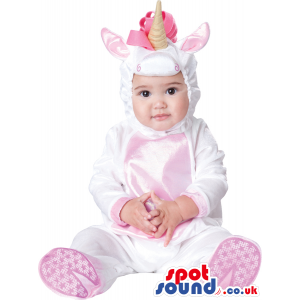 Very Cute Pink And White Unicorn Baby Size Plush Costume -