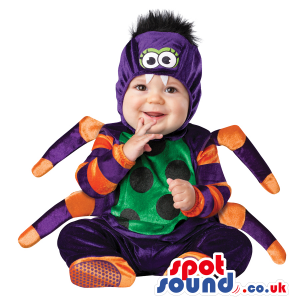 Very Cute Orange And Purple Spider Baby Size Plush Costume -