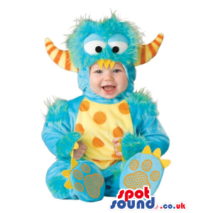 Very Cute Orange And Blue Monster Baby Size Plush Costume -