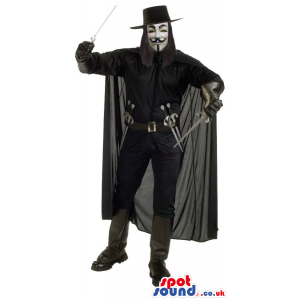 Great Black Vendetta Cartoon Character Adult Size Costume -