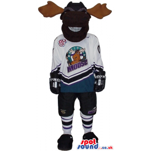 Customizable Moose Plush Mascot Wearing Sports Garments -