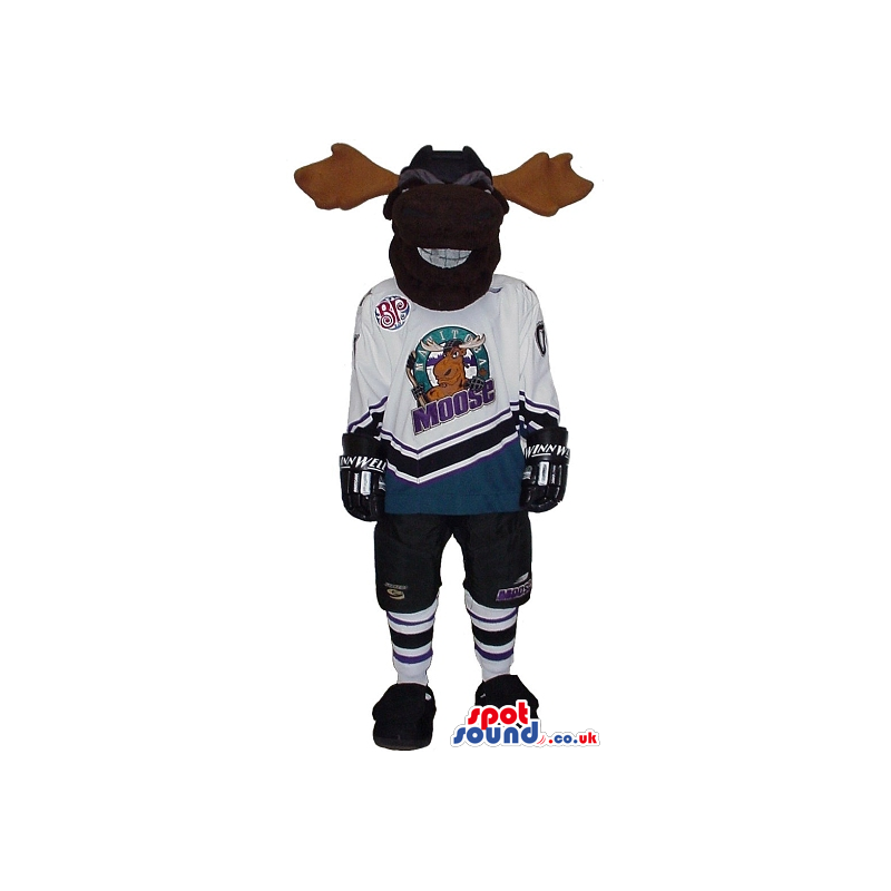 Customizable Moose Plush Mascot Wearing Sports Garments -