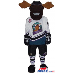 Customizable Moose Plush Mascot Wearing Sports Garments -