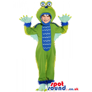 Blue And Green Dragon Character Children Size Costume - Custom