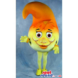 Big Yellow And Orange Drop Plush Mascot With A Cute Face. -