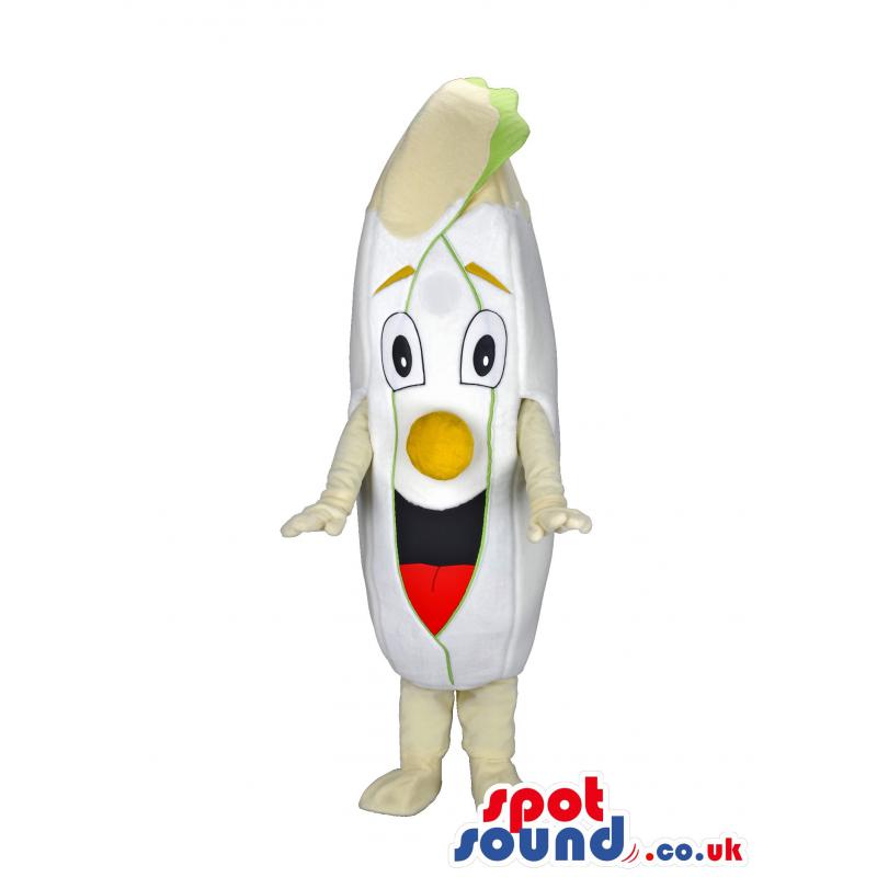 Cute corn mascot with his mouth open giving a happy look -